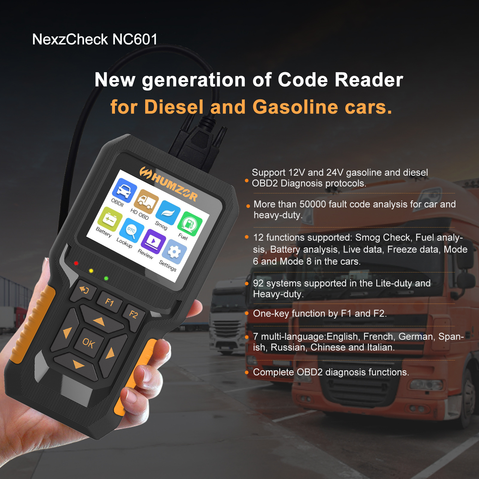 HUMZOE NC601 OBD Vehicle Detec - огляд і ціна Heavy Equipment Diagnostic Tool