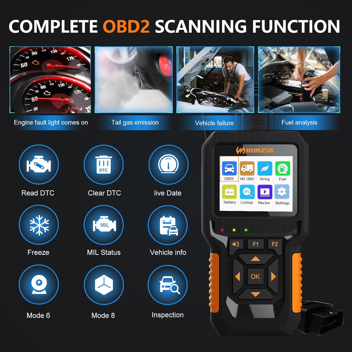 HUMZOR NC601 Car and Truck OBD - огляд і ціна Heavy Equipment Diagnostic Tool